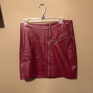 Do + Be Red Faux Leather Skirt